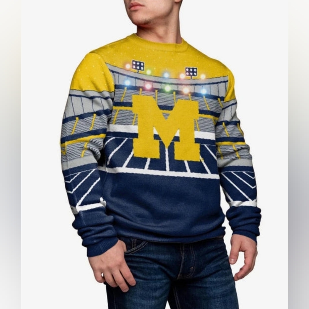 Michigan Wolverines NCAA Knit Pullover Sweater (NO light-up) (ugly sweater)